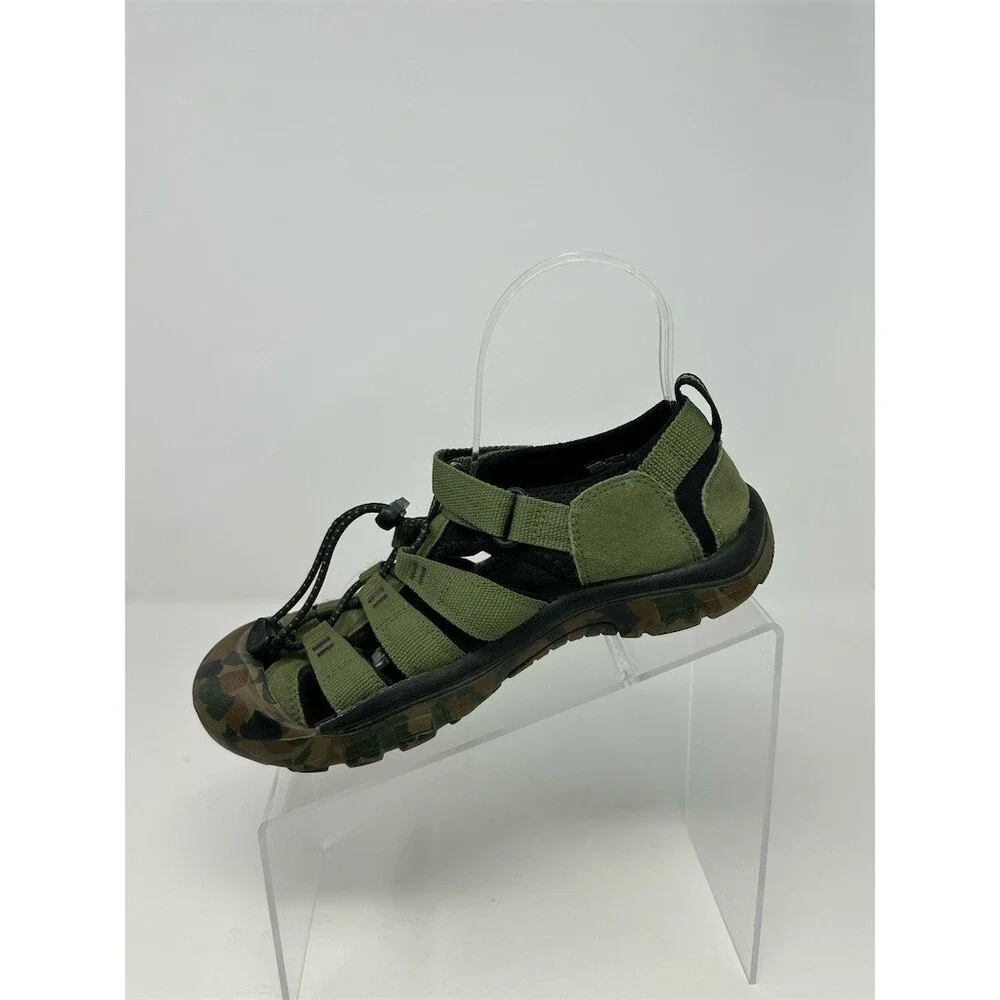KEEN Newport H2 Kids Sport Sandals Green Camo Waterproof Toe Bumper Size 5